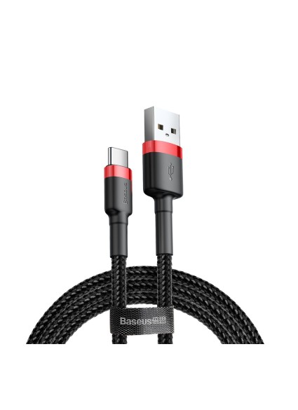 Baseus Cafule Braided USB 2.0 Cable USB-C male - USB-A male Μαύρο 0.5m (CATKLF-A91) (BASCATKLF-A91)