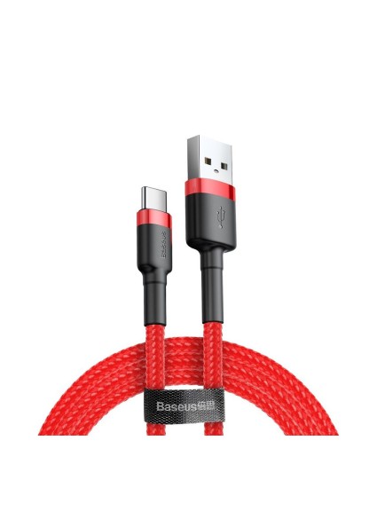 Baseus Cafule Braided USB 2.0 Cable USB-C male - USB-A male Κόκκινο 2m (CATKLF-C09RD) (BASCATKLFC09RD)