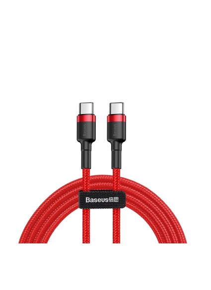 Baseus Cafule Braided USB 2.0 Cable USB-C male - USB-C male Κόκκινο 1m (CATKLF-G09) (BASCATKLFG09)