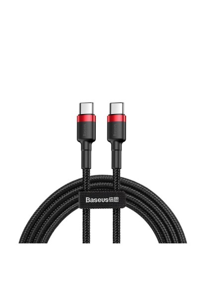 Baseus Cafule Braided USB 2.0 Cable USB-C male - USB-C male Μαύρο 1m (CATKLF-G91) (BASCATKLFG91)