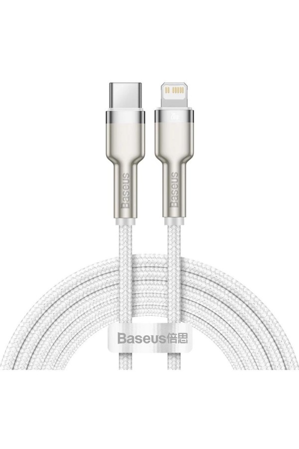 Baseus Cafule Metal Braided USB-C to Lightning Cable 20W Λευκό 2m  (CATLJK-B02) (BASCATLJK-B02)