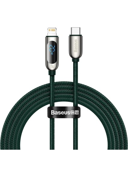 Baseus Καλώδιο USB-C σε Lightning με Οθόνη PD 20W 2m Πράσινο (CATLSK-A06) (BASCATLSK-A06)