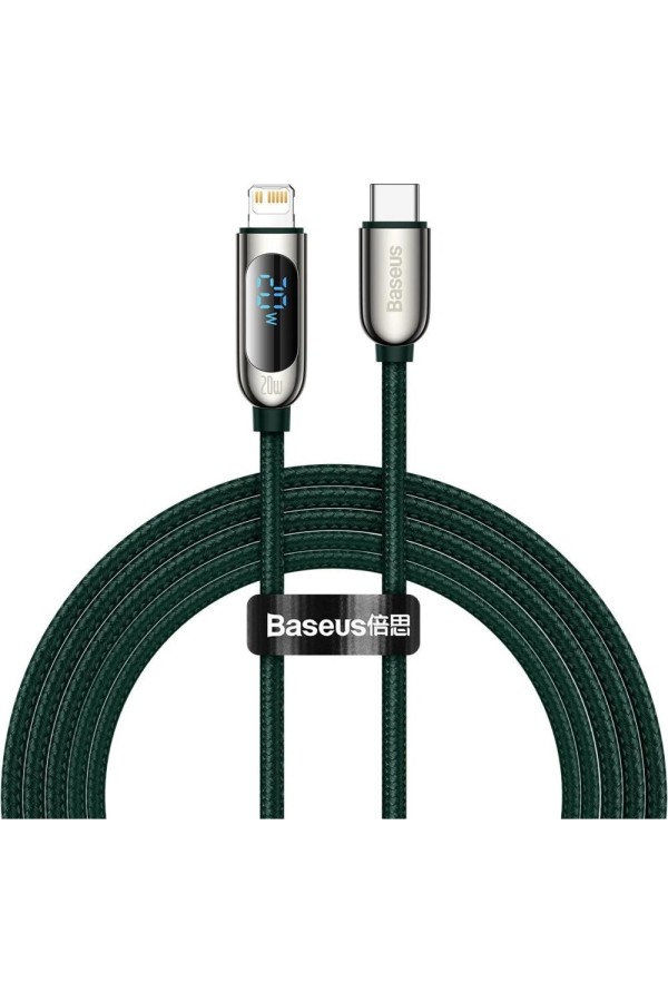 Baseus Καλώδιο USB-C σε Lightning με Οθόνη PD 20W 2m Πράσινο (CATLSK-A06) (BASCATLSK-A06)