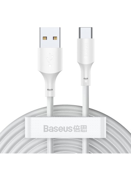 Baseus Simple Wisdom Regular USB 2.0 Cable USB-C male - USB-A male Λευκό 1.5m (TZCATZJ-02) (BASTZCATZJ-02)