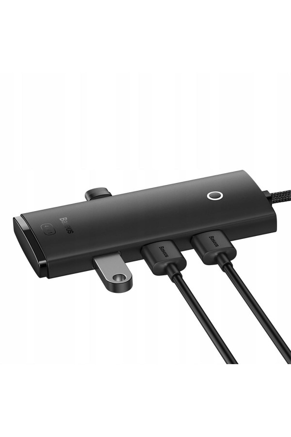 Baseus Lite Series Hub 4in1 USB to 4x USB 3.0, 25cm (Black) (WKQX030001) (BASWKQX030001)