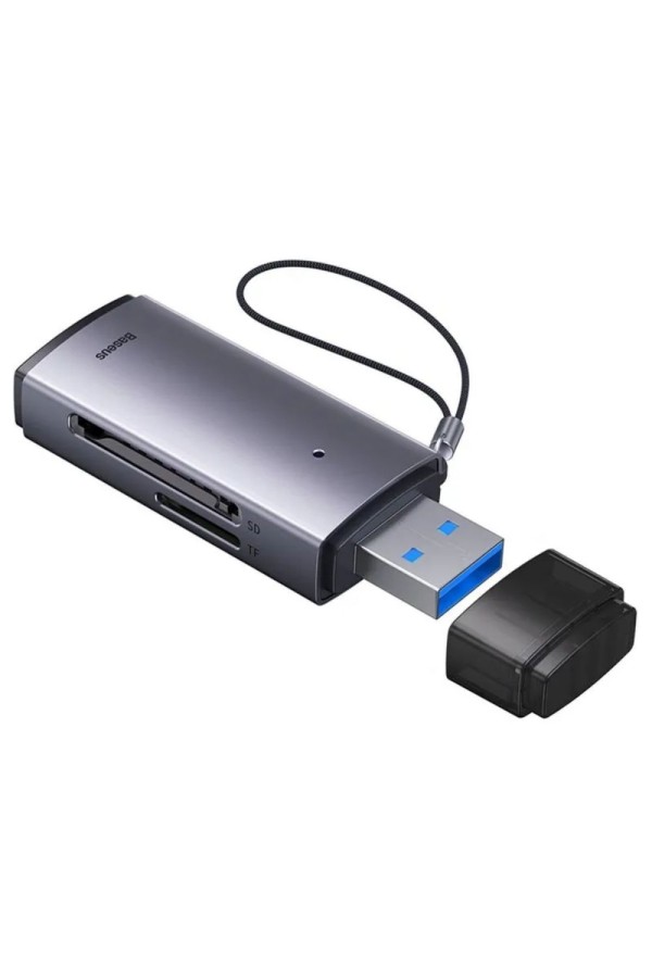 Baseus Lite Series SD/TF Memory Card Reader, USB Gray (WKQX060013) (BASWKQX060013)