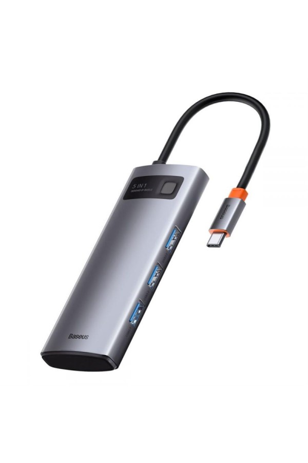 Baseus Adapter 5in1  Hub USB-C to 3x USB 3.0 + HDMI + USB-C PD (WKWG020013) (BASWKWG020013)
