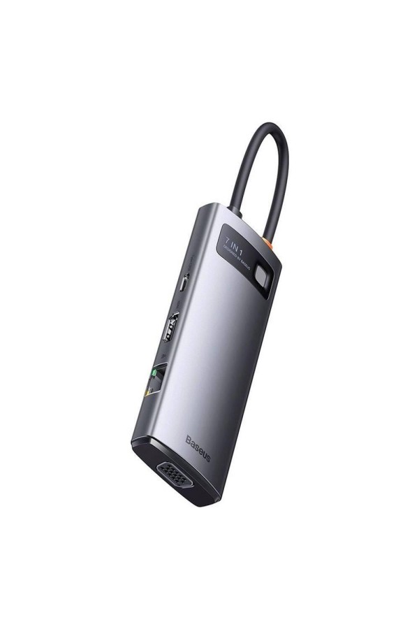 Baseus Hub 7in1 Metal Gleam Series, USB-C to 3x USB 3.0 + HDMI + USB-C PD + VGA + Ethernet RJ45 (WKWG040013) (BASWKWG040013)
