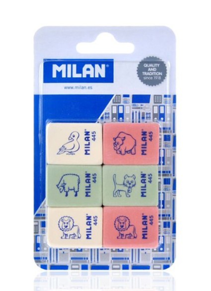 MILAN σετ γόμα 445 BMM10049MP, 31 x 24 x 10mm, 6τμχ