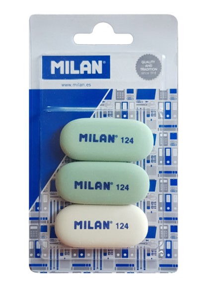 MILAN γόμα 124 BMM9203MP, παραλληλόγραμη 50 x 23 x 6mm, σετ 3τμχ