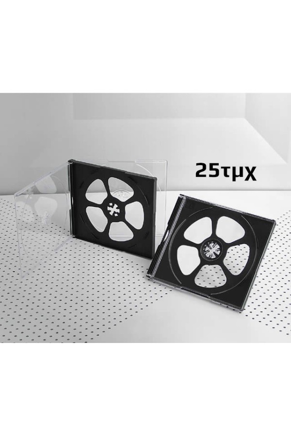 Πλαστική θήκη για 4 CD/DVD σε διάφανο/μαύρο χρώμα, 10.4mm, 25τμχ