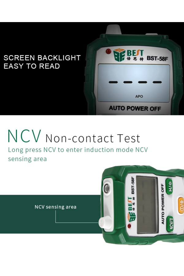 BEST ψηφιακό πολύμετρο BST-58F με NCV, DC/AC, current, auto power off