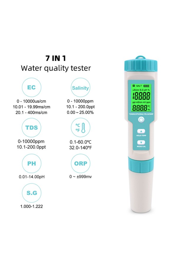 NOYAFA tester ποιότητας νερού C-600, TDS/EC/PH/SALT/S.G/ORP/0-60 °C