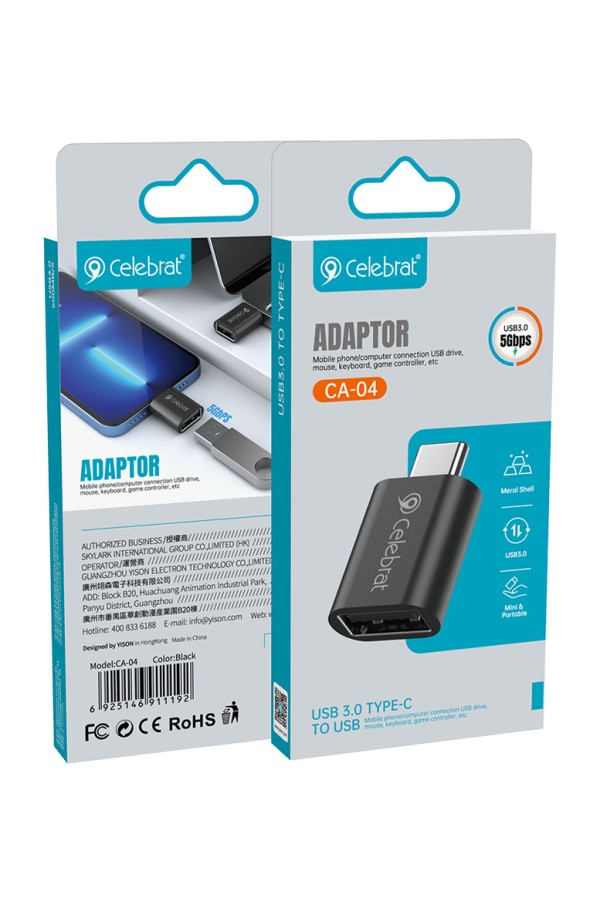 CELEBRAT αντάπτορας USB-C σε USB 3.0 CA-04, 5Gbps, μαύρος