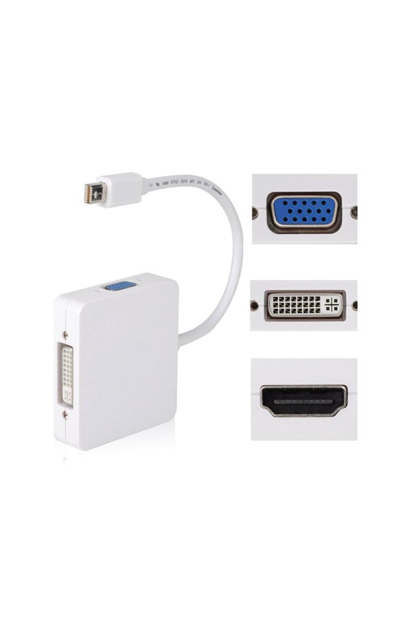 POWERTECH αντάπτορας mini DisplayPort σε HDMI/DVI/VGA CAB-DP016, λευκός