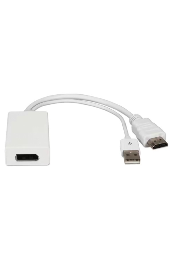 POWERTECH αντάπτορας HDMI σε DisplayPort CAB-H162, USB, 4K, λευκός