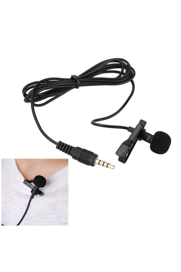 POWERTECH μικρόφωνο CAB-J034 με ενσωματωμένο clip-on, 3.5mm, 1.5m, μαύρο