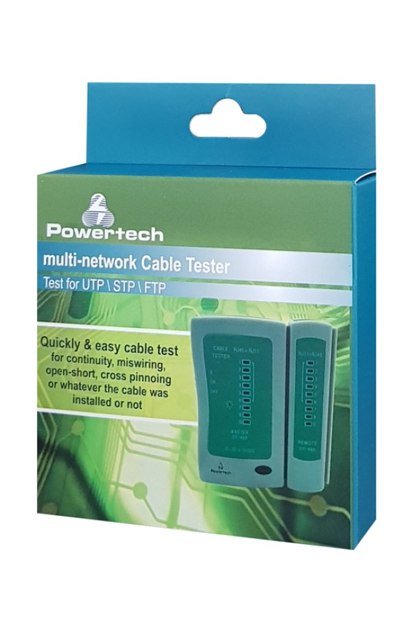 POWERTECH tester καλώδια δικτύου & τηλέφωνου CAB-N044 για RJ11/RJ12/RJ45