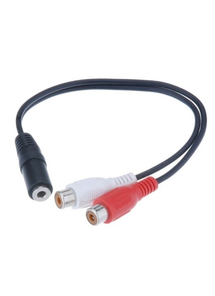 POWERTECH καλώδιο 3.5mm θηλυκό σε 2x RCA θηλυκό CAB-R012 0.20m, μαύρο