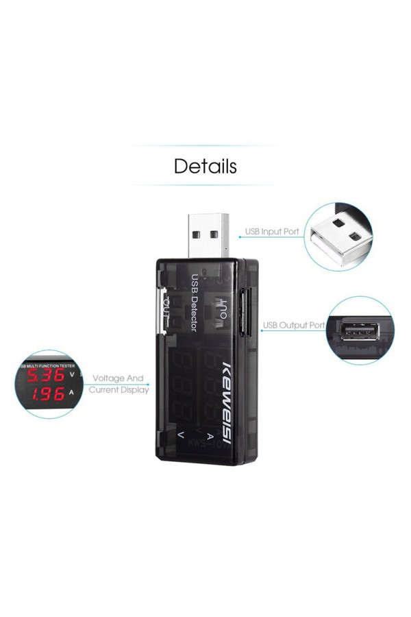 KEWEISI Συσκευή ελέγχου θύρας USB KWS-10VA, 2x USB Output, 3-9V