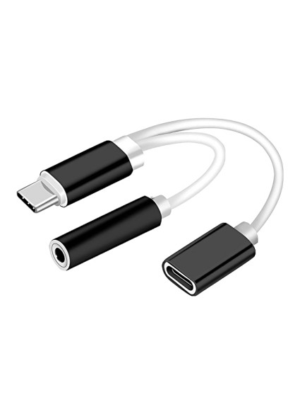 POWERTECH αντάπτορας USB-C σε USB-C & 3.5mm θηλυκό CAB-UC030, λευκός