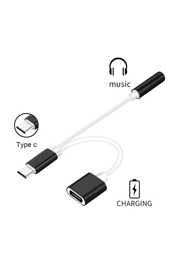 POWERTECH αντάπτορας USB-C σε USB-C & 3.5mm θηλυκό CAB-UC030, λευκός