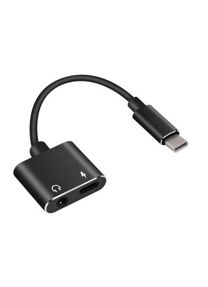 POWERTECH αντάπτορας USB-C σε USB-C & 3.5mm θηλυκό CAB-UC031, μαύρος