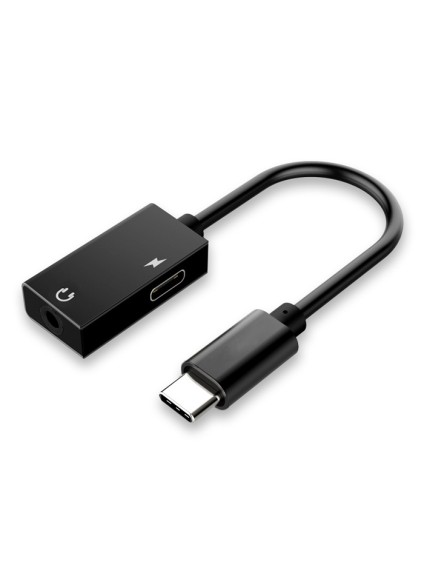 POWERTECH αντάπτορας USB-C σε USB-C & 3.5mm CAB-UC053, μαύρος