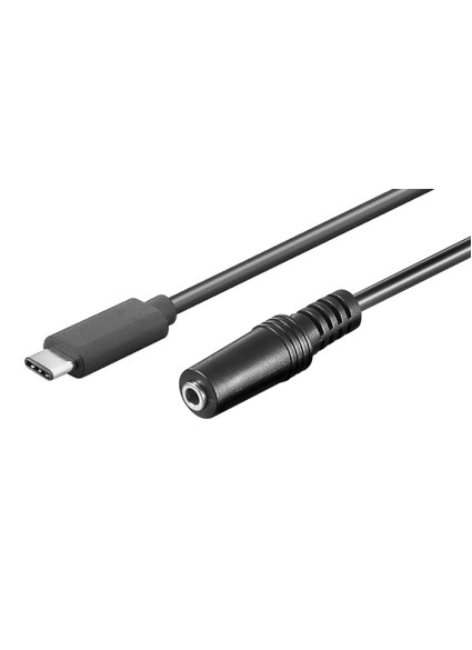 POWERTECH καλώδιο USB-C σε 3.5mm CAB-UC059 αρσενικό σε θηλυκό, 1m, μαύρο