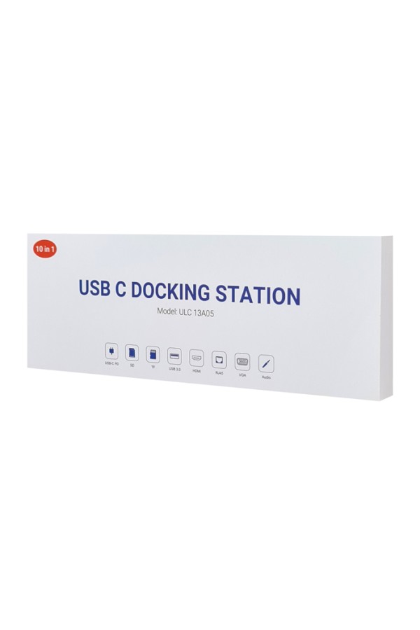 POWERTECH docking station CAB-UC080, 10 θυρών, βάση laptop, USB-C, γκρι