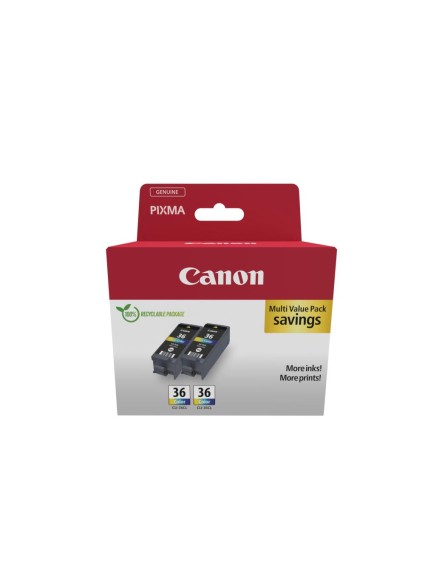 Canon Μελάνι Inkjet CLI-36 Color Ink 2 Pack Value Pack (1511B025) (CANCLI-36TP)