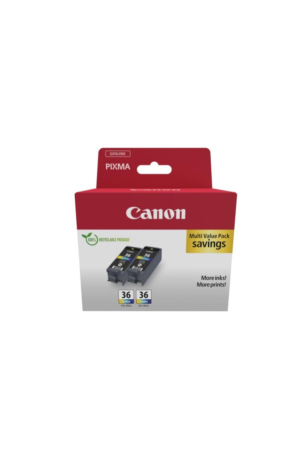 Canon Μελάνι Inkjet CLI-36 Color Ink 2 Pack Value Pack (1511B025) (CANCLI-36TP)