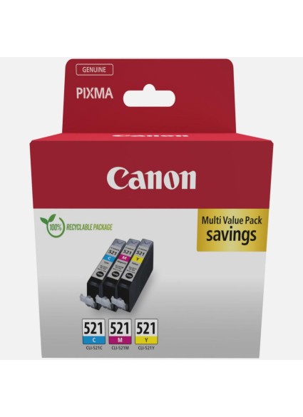 Canon Μελάνι Inkjet CLI-521 CMY Multipack (2934B015) (CANCLI-521MP)