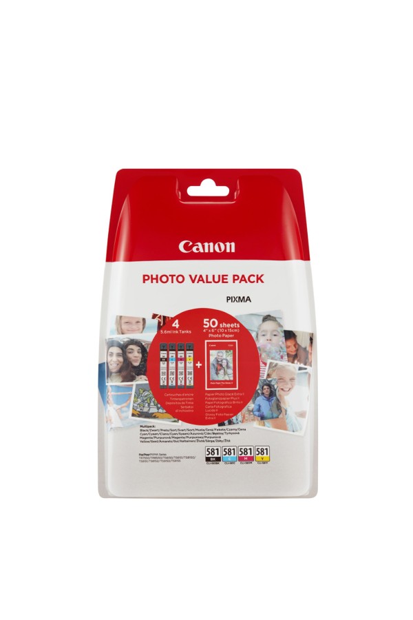 Canon Μελάνι Inkjet CLI-581VP BK/C/M/Y + PHOTO PAPER (2106C005) (CANCLI-581VP)