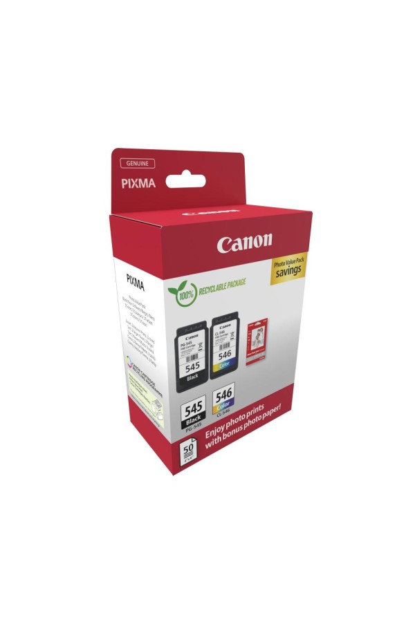 Canon Μελάνι Inkjet PG-545/CL-546 Multipack + Photo Paper 50sh Carton Pack (8287B008) (CANPG-545VPCP)