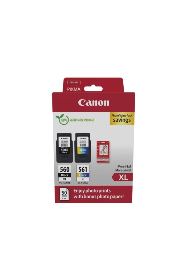Canon Μελάνι Inkjet PG-560XL/CL-561XL Ph. Value Pack (3712C008) (CANPG-560XLPMP)