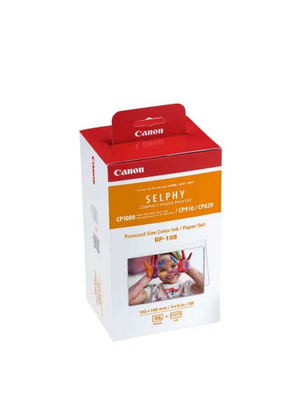 Canon RP-108 Tri-Color Ink + Photo Paper Set 108 sheets for SELPHY series (8568B001) (CANRP-108)