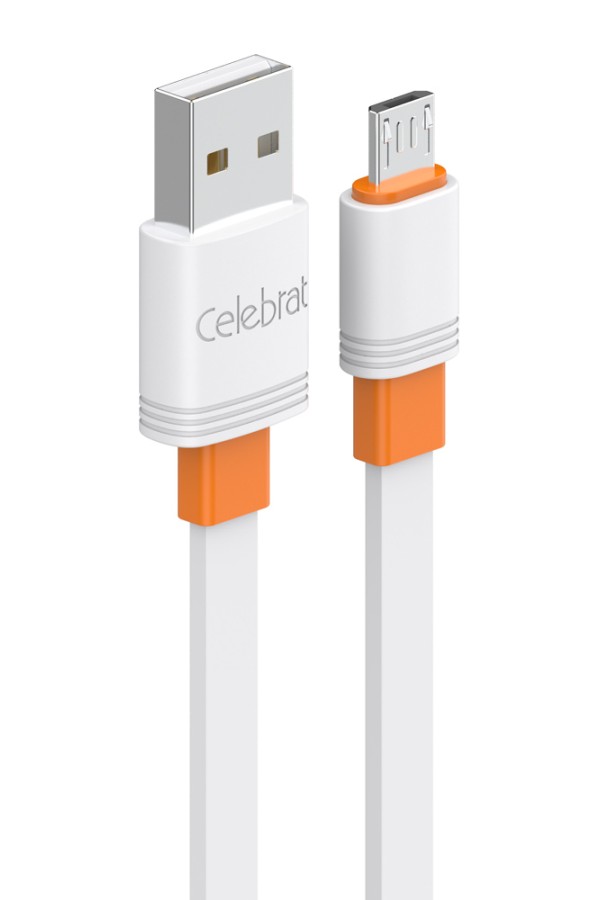 CELEBRAT καλώδιο micro USB σε USB CB-33M, flat, 10.5W, 1m, λευκό