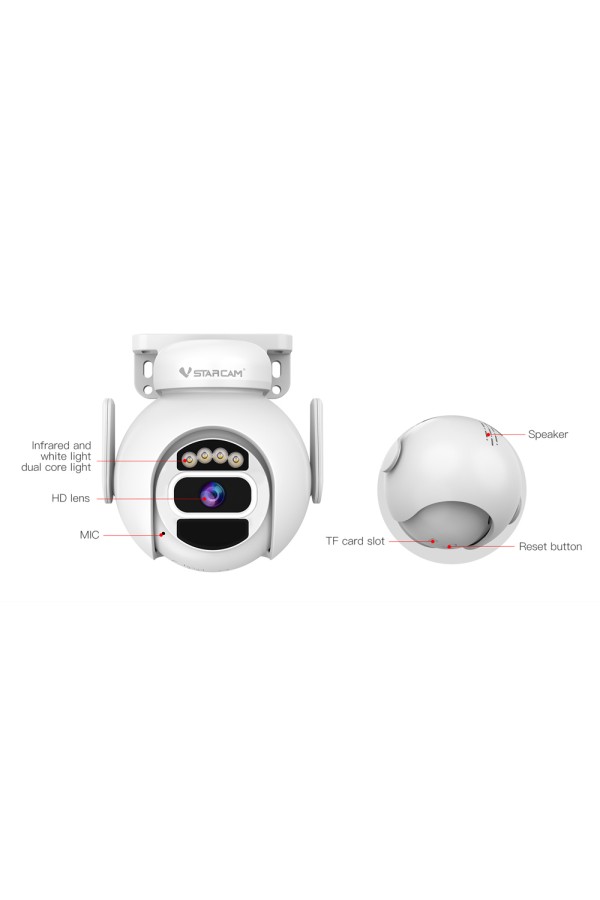 VSTARCAM smart ηλιακή κάμερα CB65, 3MP, WiFi, SD, PTZ, 6000mAh, IP66