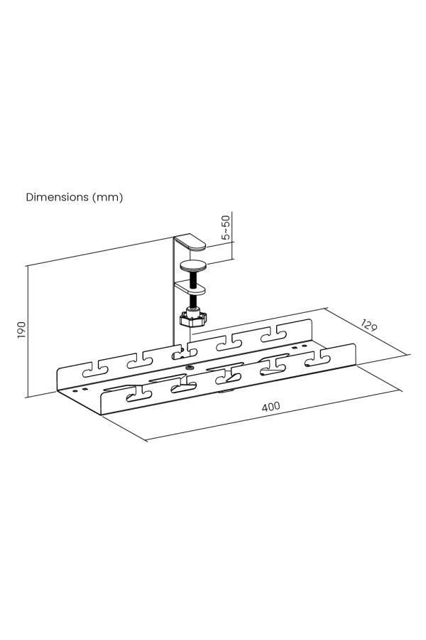 BRATECK cable management γραφείου CC11-10-1, μεταλλικό, 40x12.9x19cm, μαύρο