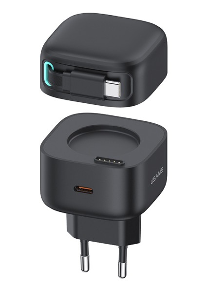 USAMS φορτιστής τοίχου US-CC202 με καλώδιο USB-C, USB-C, 35W GaN, μαύρος