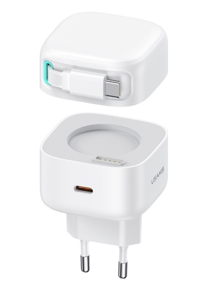 USAMS φορτιστής τοίχου US-CC202 με καλώδιο USB-C, USB-C, 35W GaN, λευκός