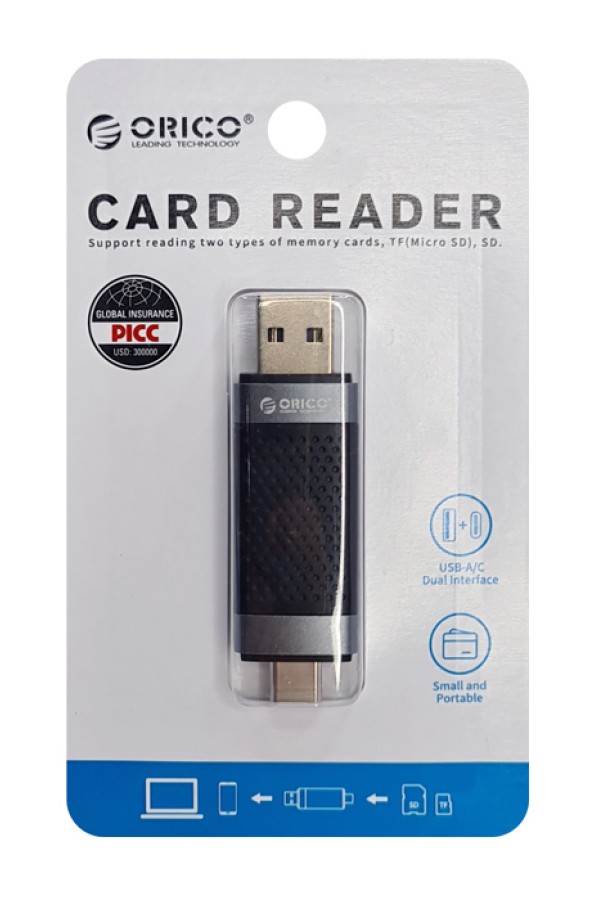 ORICO card reader CD2D-AC3 για SD & Micro SD, USB-C & USB 3.0, μαύρο