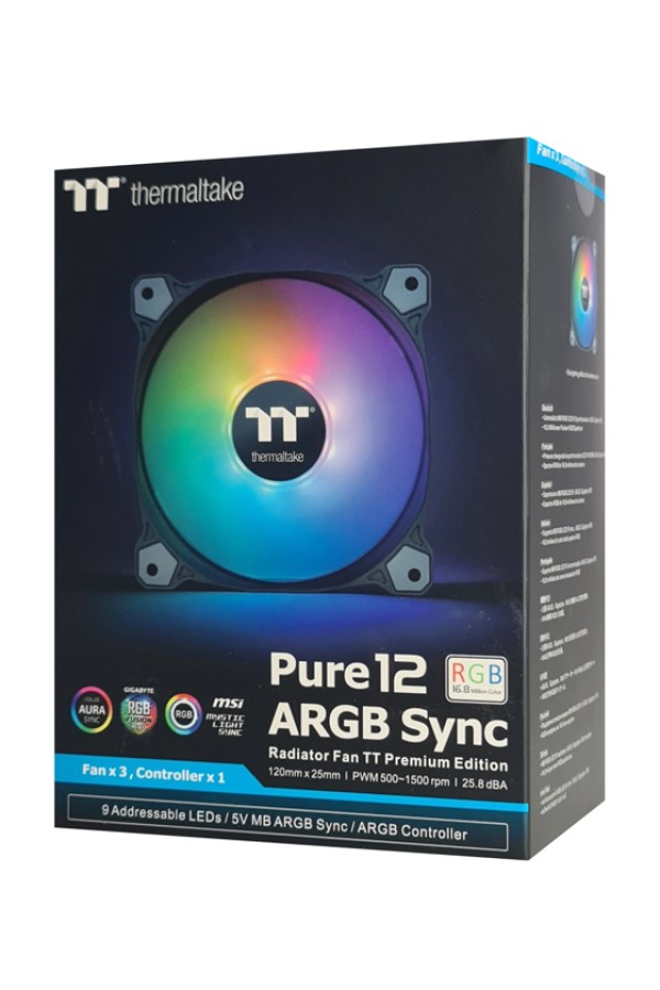THERMALTAKE Kit LED ανεμιστήρων Pure 12 ARGB Sync, 3x 120mm, controller