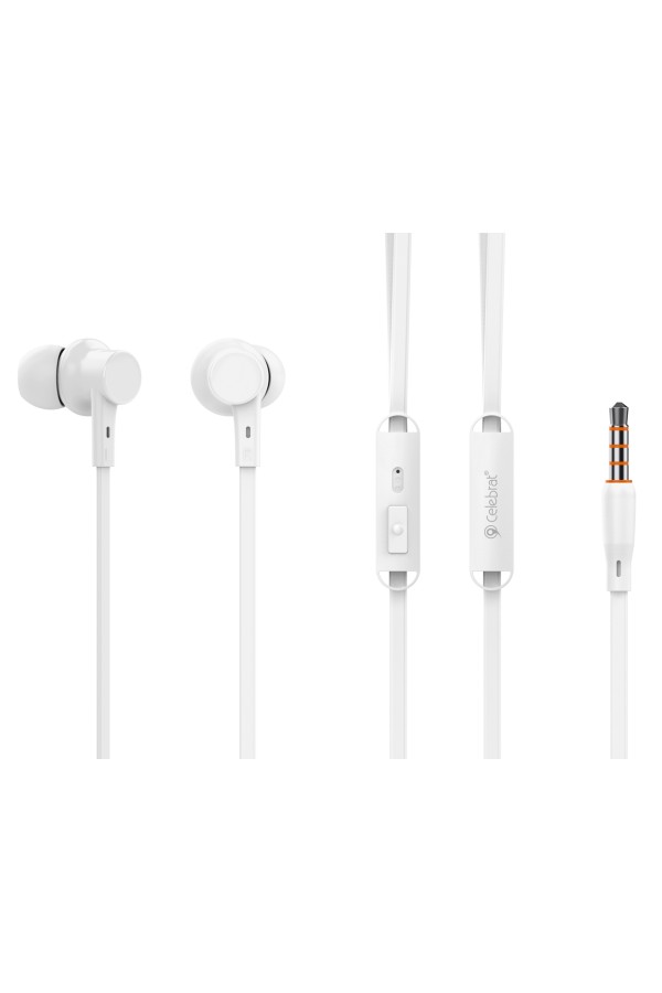CELEBRAT earphones με μικρόφωνο G19, 3.5mm σύνδεση, Φ10mm, 1.2m, λευκά