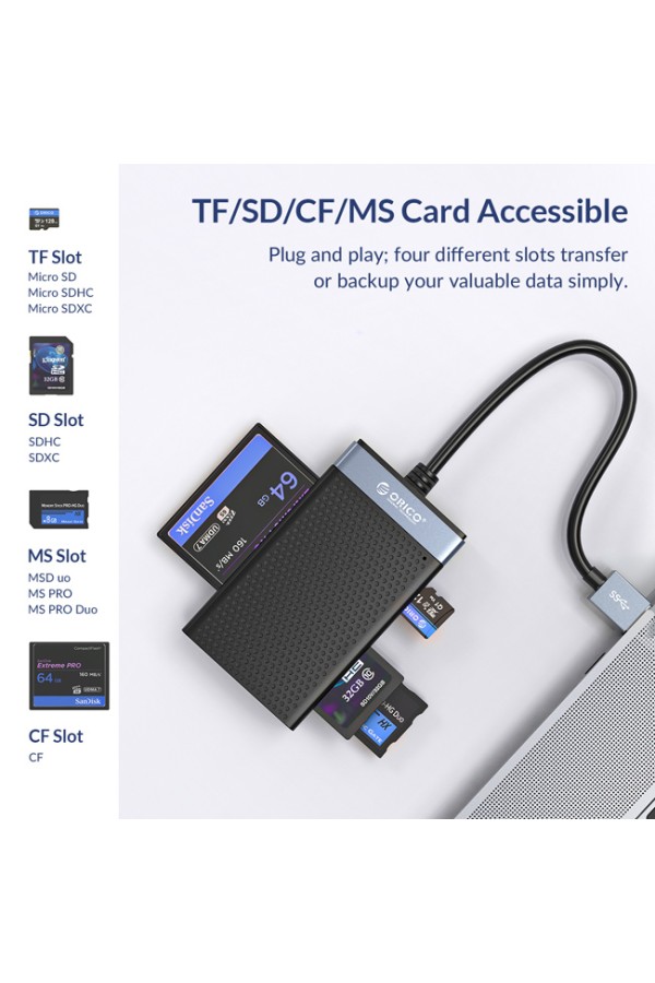 ORICO card reader CL4T-C3 για Micro SD/SD/CF/MS, USB-C, μαύρο