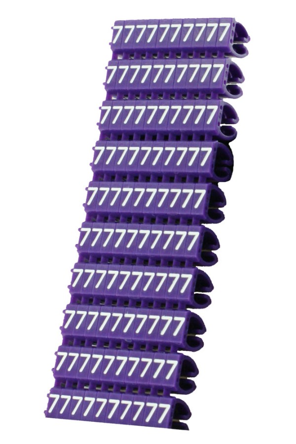POWERTECH Clip αρίθμησης καλωδίου Νο 7, Purple, 10τεμ.