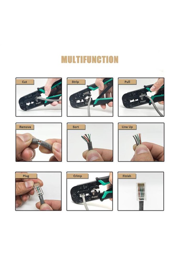 PROSKIT πρέσα ακροδεκτών CP-376TR για καλώδια δικτύου 4P/6P/8P