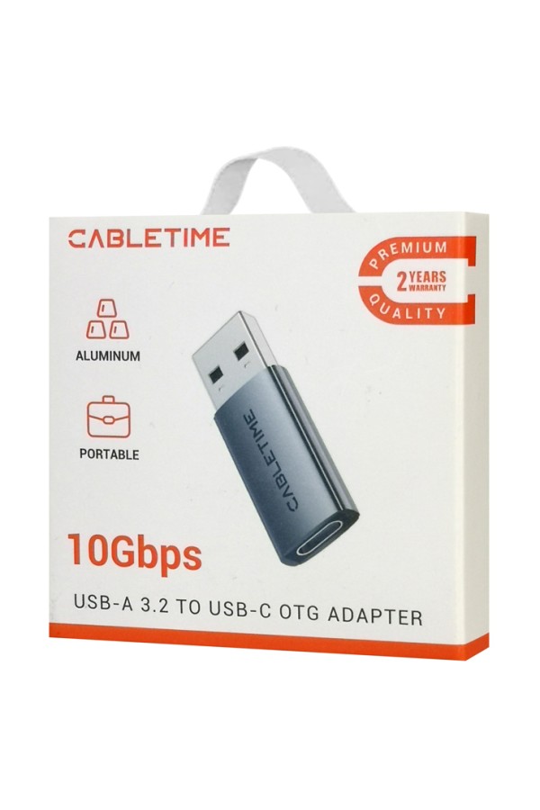 CABLETIME αντάπτορας USB-C σε USB CT-AMCF10-AG, 10Gbps, 15W, γκρι