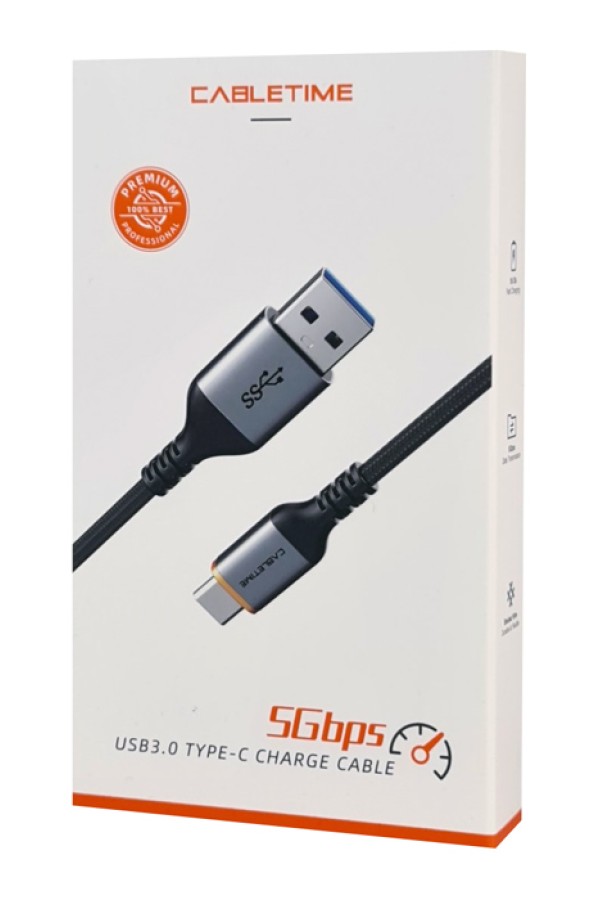 CABLETIME καλώδιο USB-C σε USB CT-AMCMG1, 15W, 5Gbps, 0.5m, μαύρο